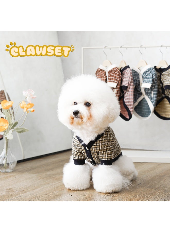 CLAWSET MIKO CARDIGAN DOG CLOTHES DOG FASHION DOG APPAREL MEDIUM SIZE BROWN - Image 1