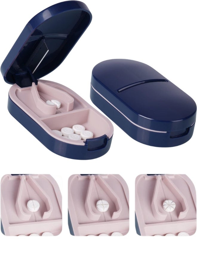 Pill Tablet Cutter, 1PCS Portable Pill Splitter with Blade and Storage Compartment, Round Tablet Pill Dispenser for Small and Large Pills Cut in Half Quarter, Elderly, Child, Pet, Travel - Image 1