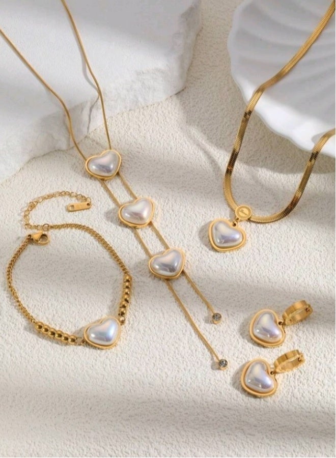 Trendy Stainless Steel Gold Plated Jewellery Set For Women - Image 2
