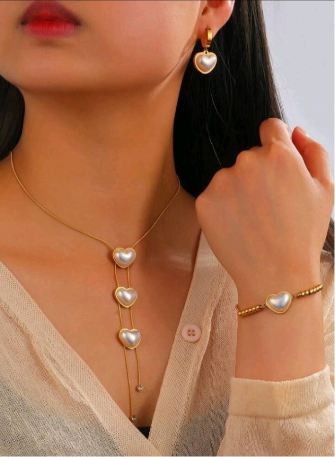 Trendy Stainless Steel Gold Plated Jewellery Set For Women - Image 1
