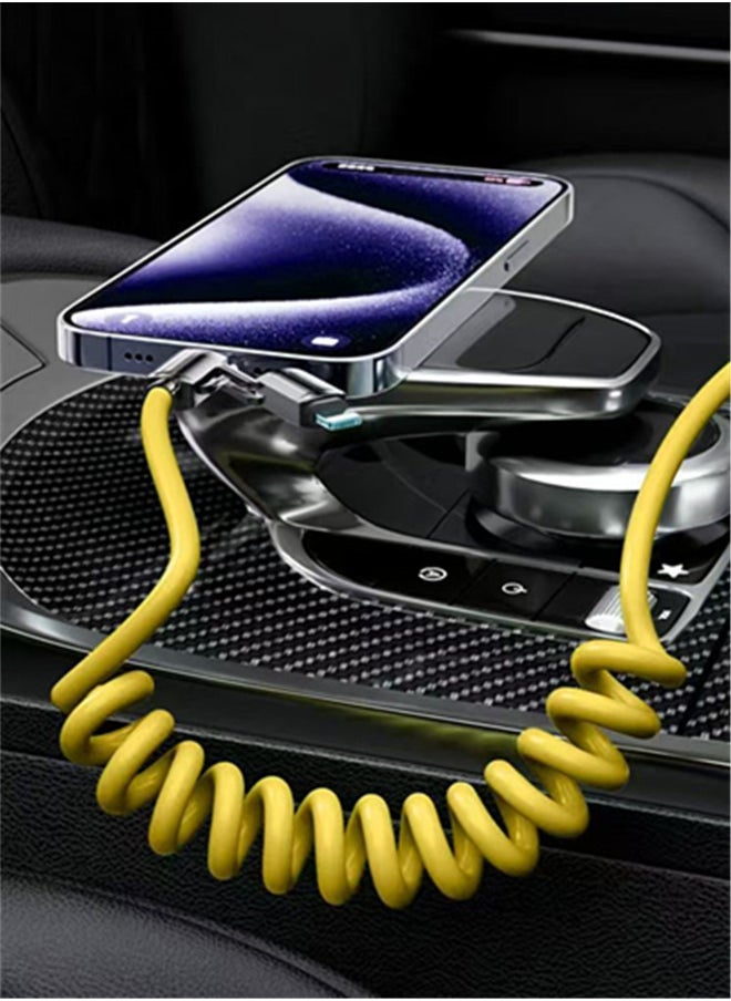 4 in 1 USB C Charging Cable for Car,65W Fast Charging Cable,USB C to Type C to Lightning Charger Cord for iPhone iPad Mac Samsung,Rebound Tidy Multi Charger Cord
