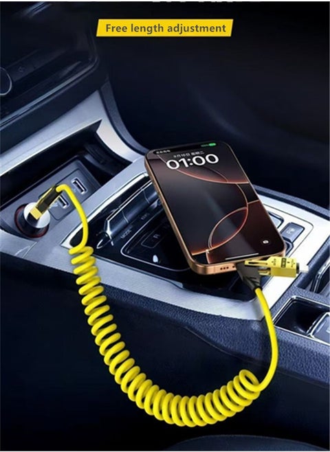 4 in 1 USB C Charging Cable for Car,65W Fast Charging Cable,USB C to Type C to Lightning Charger Cord for iPhone iPad Mac Samsung,Rebound Tidy Multi Charger Cord