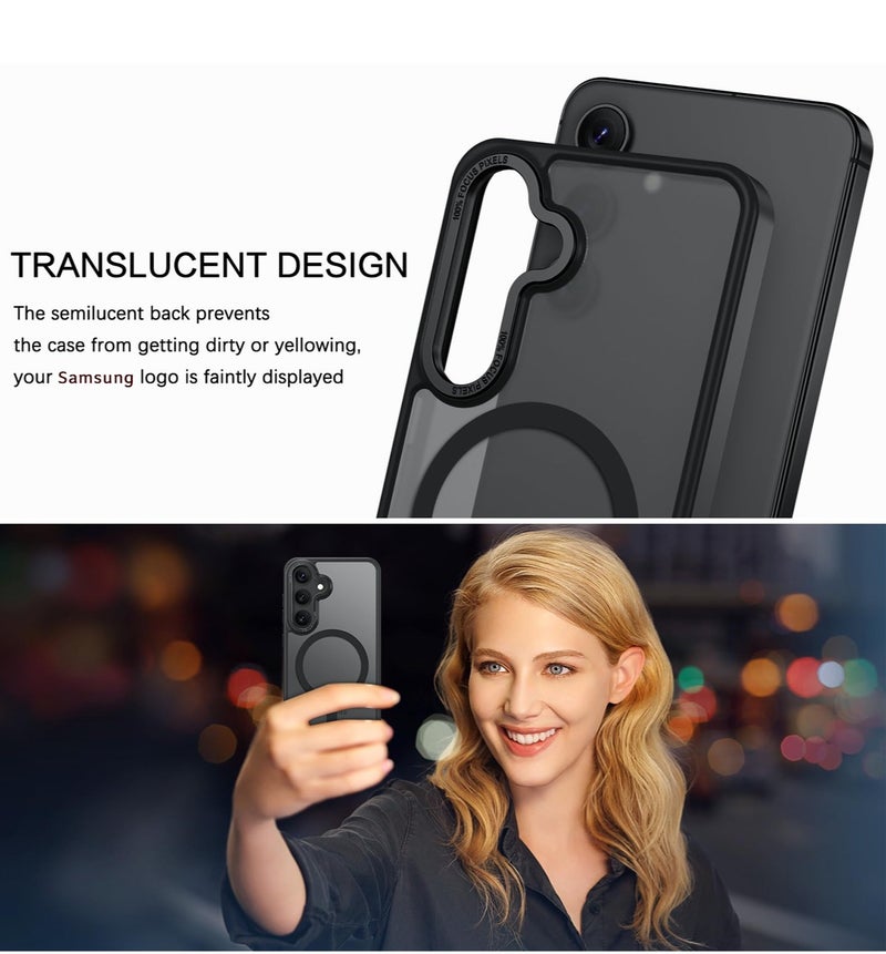Eligo for Samsung S23 Case, Compatible with MagSafe, Magnetic Translucent Matte Back Shockproof Cover with Strong Magnet, Slim Thin Full Protection Phone Case for Galaxy S23 5G (Black) - Image 2