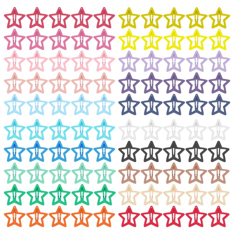 ECADY 100-Piece Metal Snap Hair Clips for Girls, Toddlers, and Kids - Perfect for Fine Hair, Thick Hair, and More - Featuring Fun Star Designs - Image 1