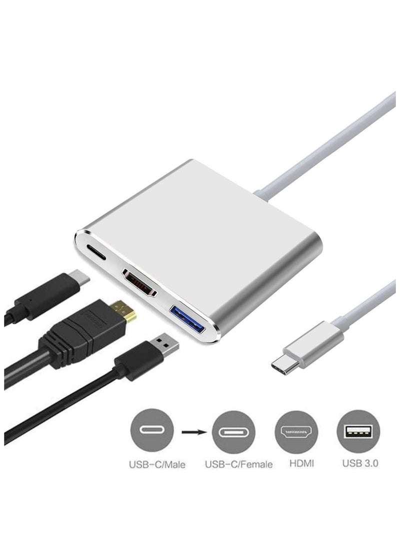 Generic - USB-C to HDMI Adapter Supports 4K - 30Hz - 3 in 1 Type C Cable for MacBook Pro 2017 - 2018, Mac, iMac, Chrome and More USB 3.0 Devices Multicolor Type M - Image 1