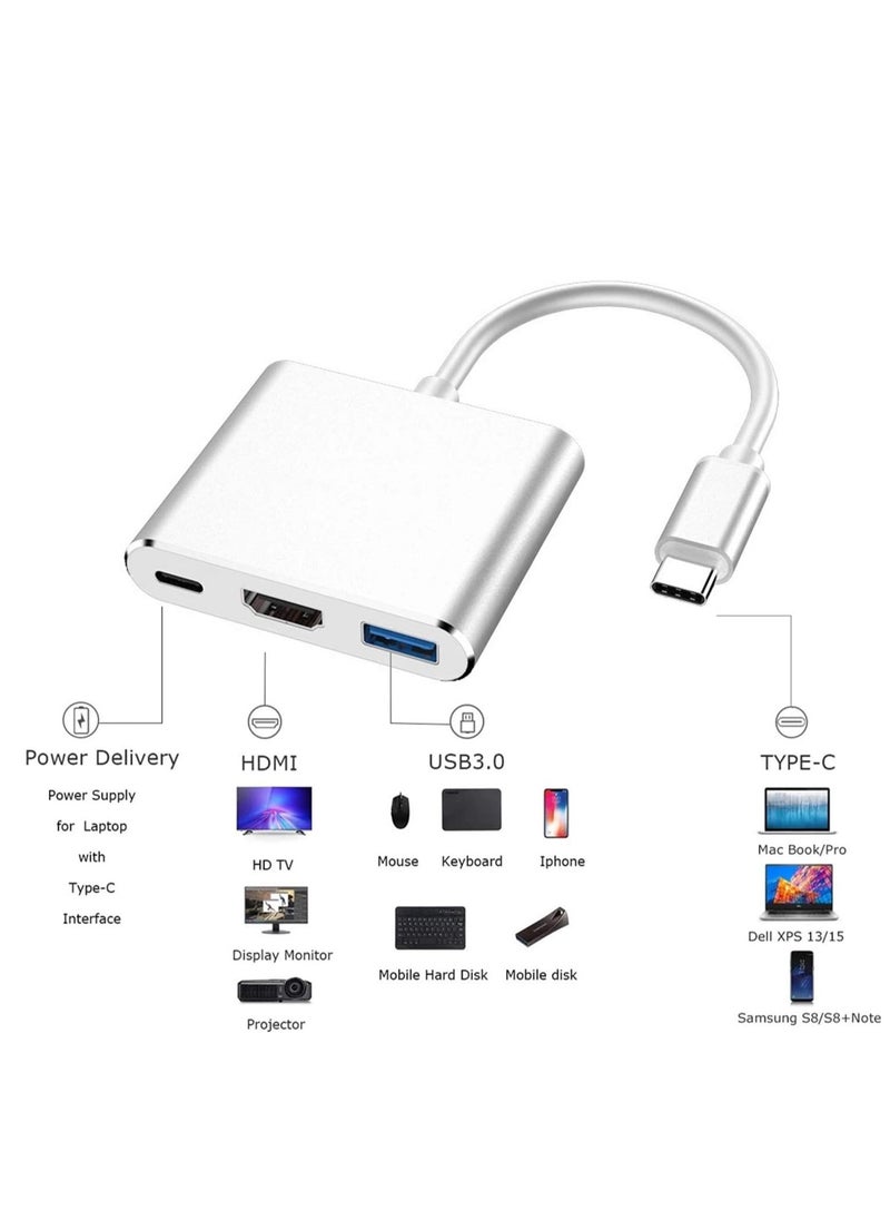 Generic - USB-C to HDMI Adapter Supports 4K - 30Hz - 3 in 1 Type C Cable for MacBook Pro 2017 - 2018, Mac, iMac, Chrome and More USB 3.0 Devices Multicolor Type M - Image 1