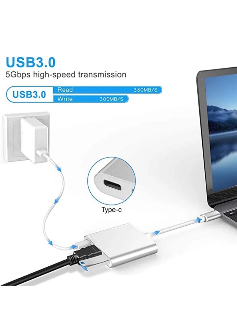 Generic - USB-C to HDMI Adapter Supports 4K - 30Hz - 3 in 1 Type C Cable for MacBook Pro 2017 - 2018, Mac, iMac, Chrome and More USB 3.0 Devices Multicolor Type M - Image 1
