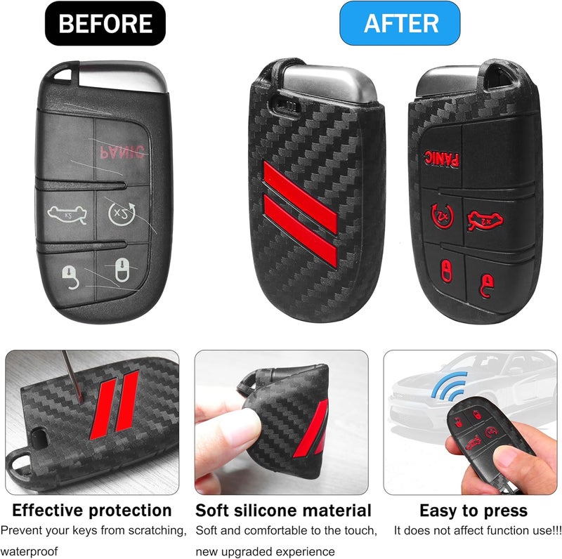 YOSRTER Silicone Key Fob Cover for Dodge Vehicles - Image 3