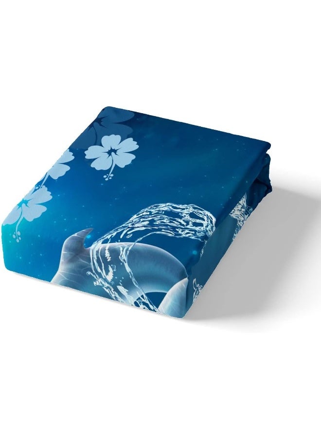Castle Fairy 3D Dolphin Duvet Cover, Kids Moonlight at Night Bedding Set, Sea Animals Comforter Cover for Boys Girls Room Decor, Dolphin Jumping Lightweight Bedspread Cover Twin Size with 1 Pillow Case  - Image 4