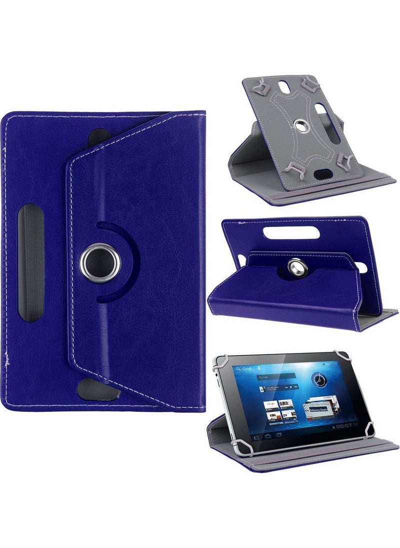 TahTicMer - Hometech T800 Tablet Case Leather Stand Rotating Universal 8 "Navy Blue - Image 1