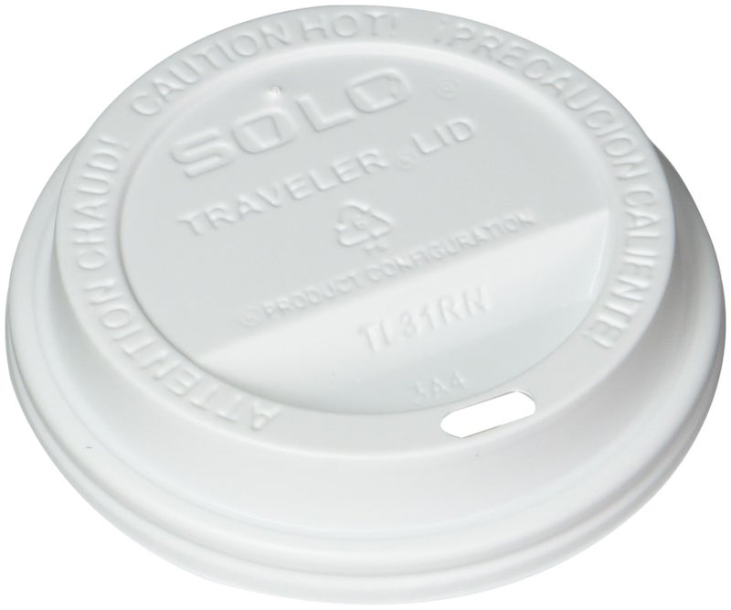SOLO Cup White Traveler DrinkThru Lid Fits 10 Ounce Squat and 12 16 20 and 24 Ounce Solo Brand Hot Beverage Cups 100 Pack
