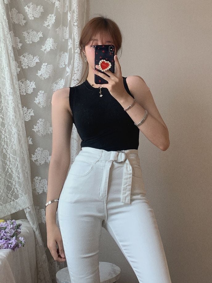Modal Vest Women's Sleeveless T-Shirt Round Neck Top White with 2025 Summer New Korean Style Slim Fit T-Shirt for Outer Wear - Image 2