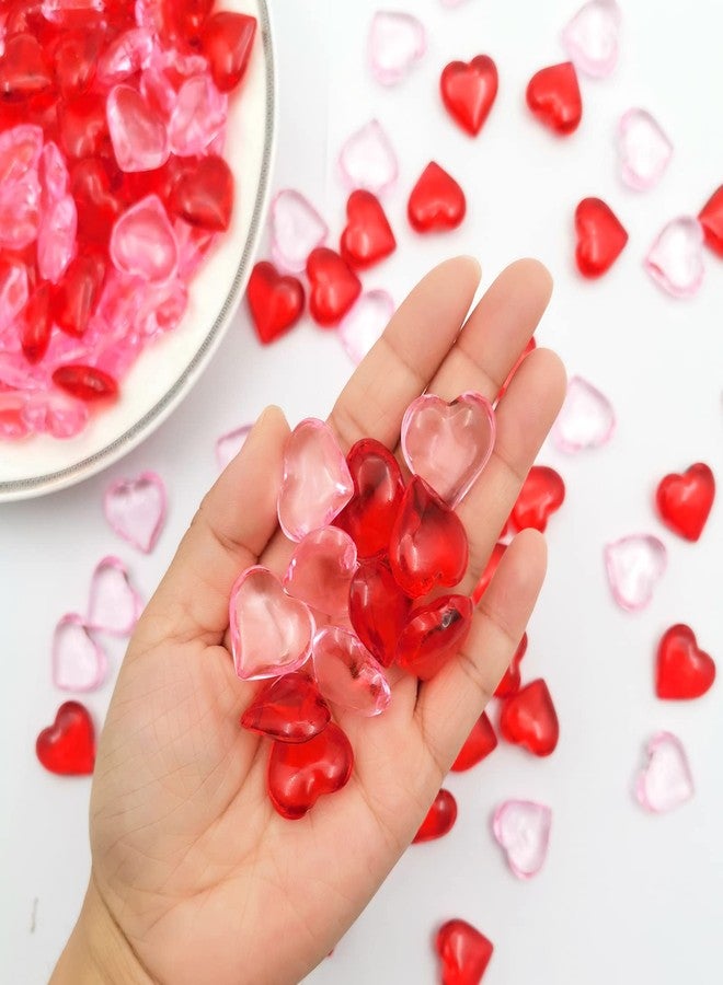 LYFJXX 200pcs 3D Red Acrylic Heart 22 mm Acrylic Hearts Shaped Plastic Heart Vase Filler Table Decor Pink&Red - Image 3