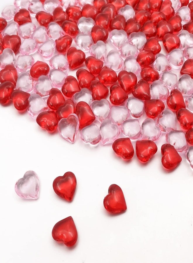 LYFJXX 200pcs 3D Red Acrylic Heart 22 mm Acrylic Hearts Shaped Plastic Heart Vase Filler Table Decor Pink&Red - Image 4
