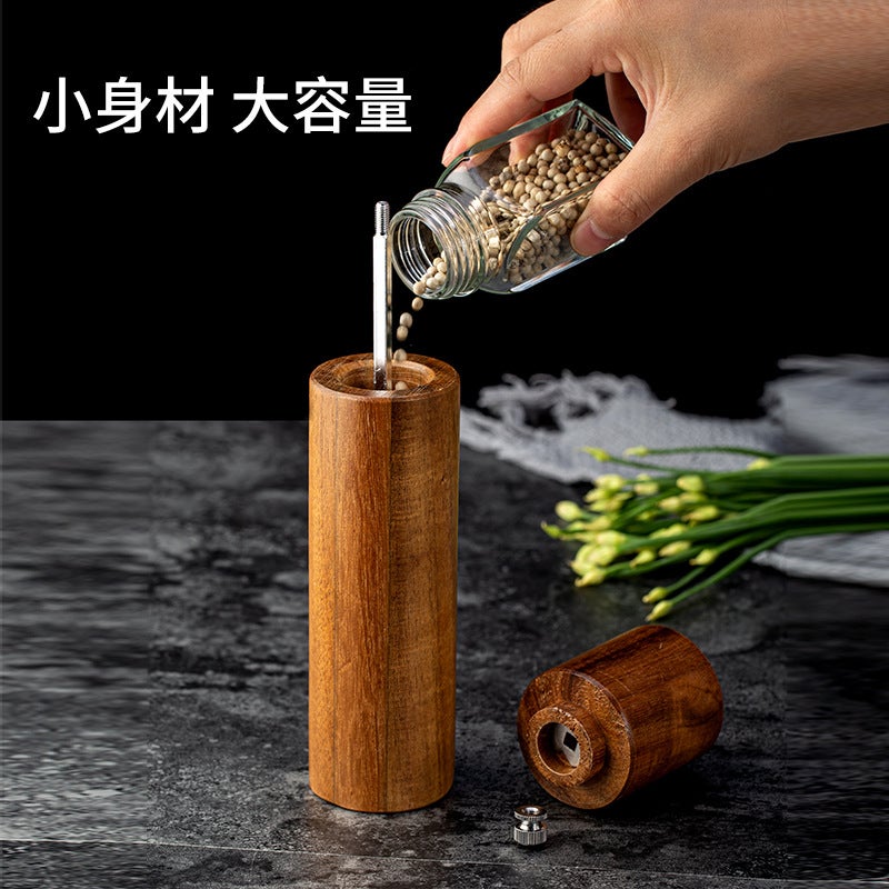 Pepper Grinder Household Zanthoxylum Sea Salt Pepper Grinder Manual Acacia Wood Grinder Seasoning Bottle Kitchen Tools - Image 4