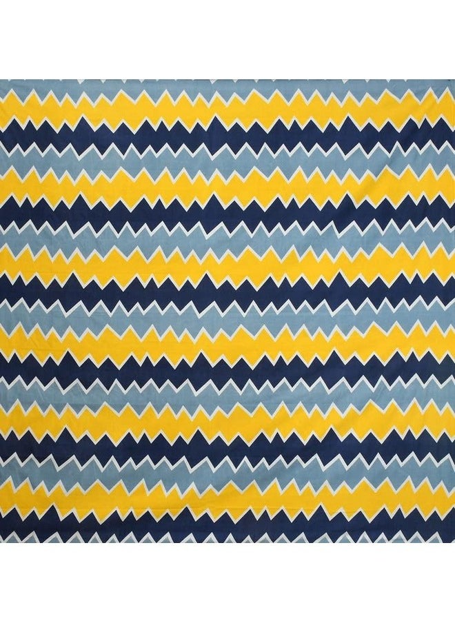 BSB HOME BSB HOME 100% Microfiber bedsheet for Double Bed with 2 Pillow Covers Breathable | Wrinklefree and Softtouch Zig-zag Print Sheet- Yellow & Blue  - Image 4