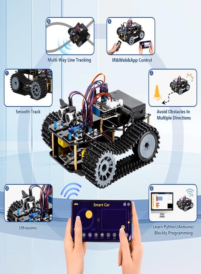 ACEBOTT Smart Robot Tank Car Kit with ESP32 for Arduino Robotics for Kids Ages 8-12 12-16 STEM Science Kits Coding Gifts for 8-16 Year Old Boys Girls Teens Cool Engineering Building Toys Unique Gifts - Image 3