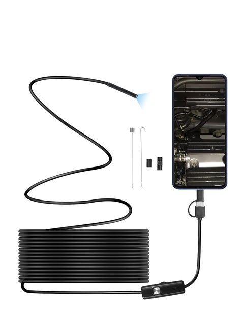 Endoscope Inspection Camera, Borescope Camera with Light, IP67 Waterproof Tube Sink Pipe Drain Camera, Type C Borescope, Snake Camera with 6 LED Light, Borescope Endoscope Camera for Android PC