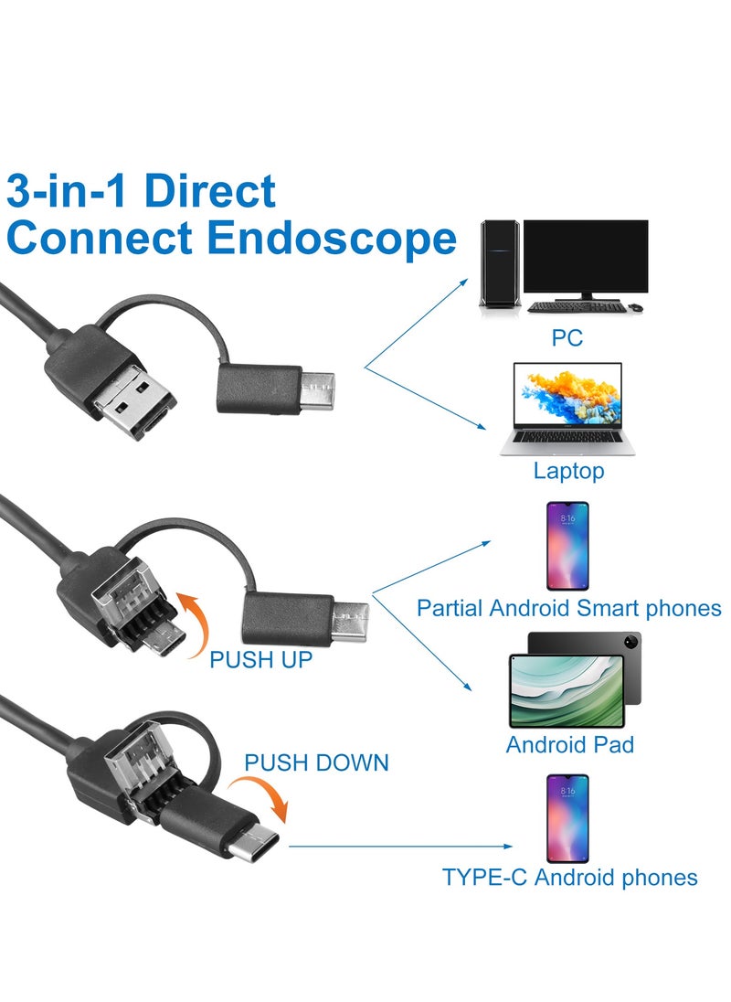 Beauenty - Endoscope Inspection Camera, Borescope Camera with Light, IP67 Waterproof Tube Sink Pipe Drain Camera, Type C Borescope, Snake Camera with 6 LED Light, Borescope Endoscope Camera for Android PC - Image 1
