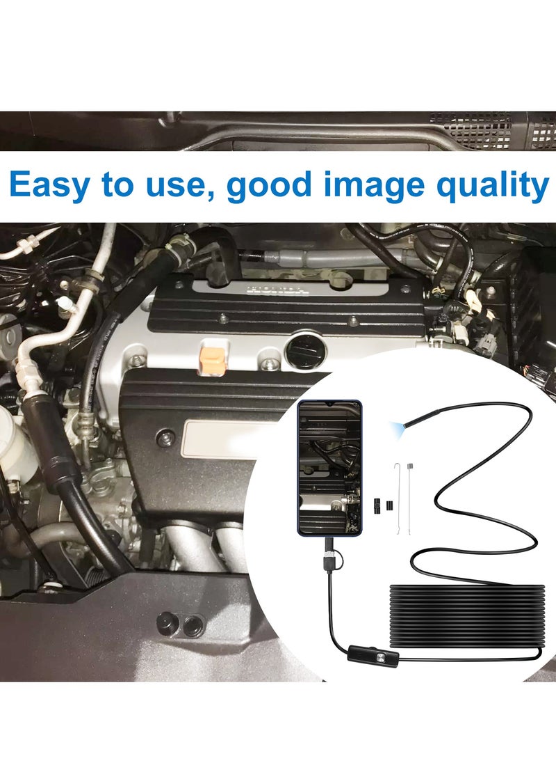 Beauenty - Endoscope Inspection Camera, Borescope Camera with Light, IP67 Waterproof Tube Sink Pipe Drain Camera, Type C Borescope, Snake Camera with 6 LED Light, Borescope Endoscope Camera for Android PC - Image 1