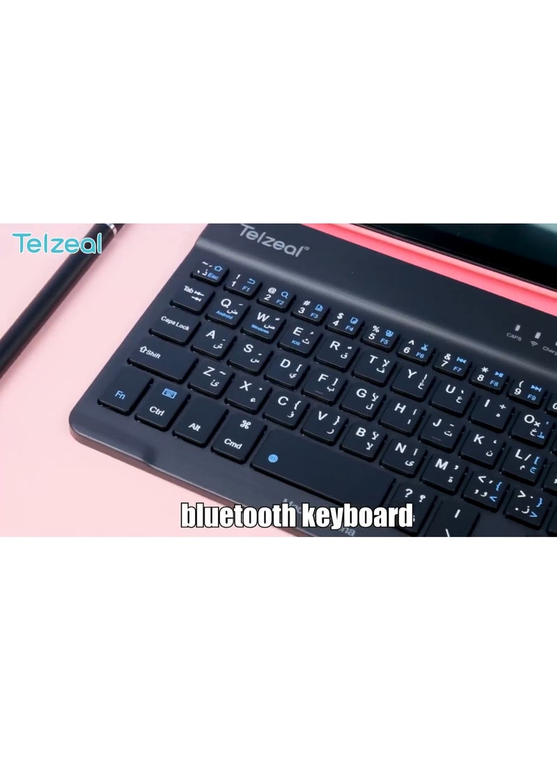 تلزيل جهاز لوحي Telzeal P802 بشاشة 8 بوصة، يعمل بنظام Android 15، ذاكرة وصول عشوائي 8 جيجابايت، ذاكرة تخزين داخلية 512 جيجابايت، كاميرا خلفية 13 ميجابكسل، كاميرا أمامية 5 ميجابكسل، بطارية 5000 مللي أمبير، مع لوحة مفاتيح وفأرة، لون وردي - Image 4