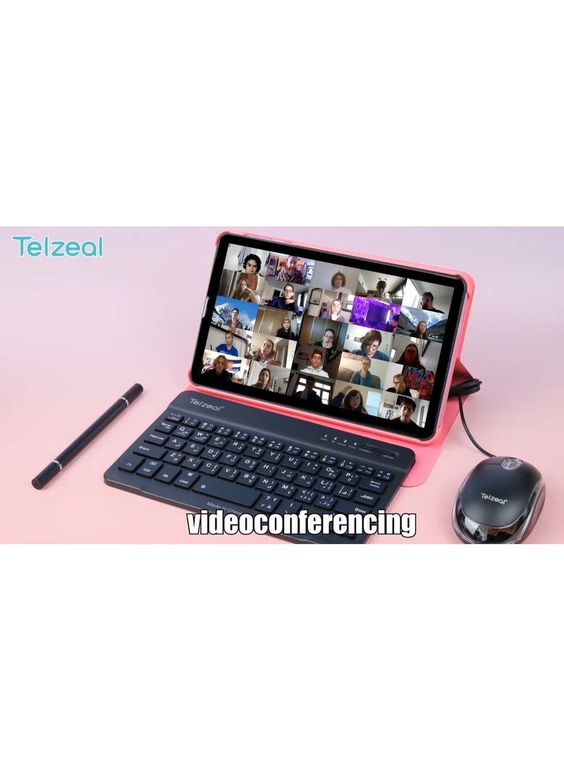 تلزيل جهاز لوحي Telzeal P802 بشاشة 8 بوصة، يعمل بنظام Android 15، ذاكرة وصول عشوائي 8 جيجابايت، ذاكرة تخزين داخلية 512 جيجابايت، كاميرا خلفية 13 ميجابكسل، كاميرا أمامية 5 ميجابكسل، بطارية 5000 مللي أمبير، مع لوحة مفاتيح وفأرة، لون وردي - Image 2