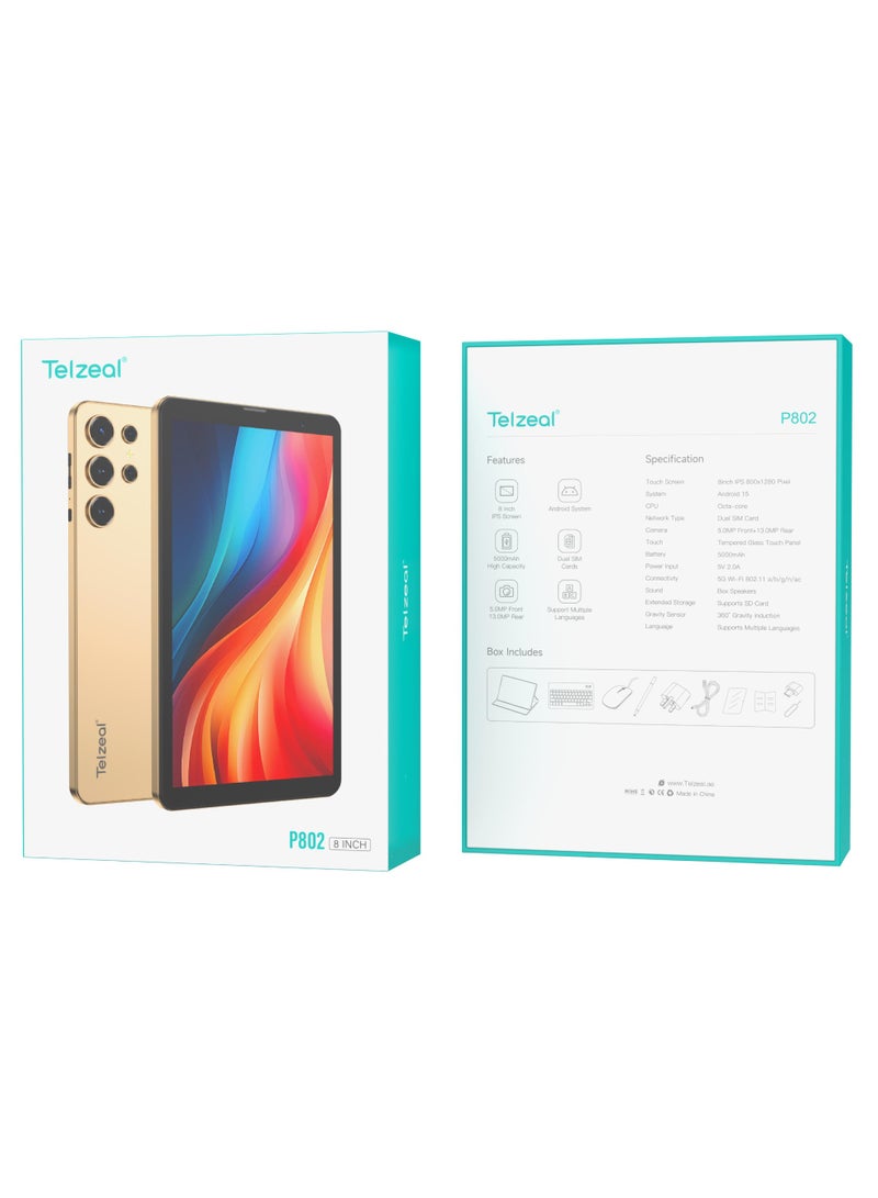 تلزيل جهاز لوحي Telzeal P802 بشاشة 8 بوصة، يعمل بنظام Android 15، ذاكرة وصول عشوائي 8 جيجابايت، ذاكرة تخزين داخلية 512 جيجابايت، كاميرا خلفية 13 ميجابكسل، كاميرا أمامية 5 ميجابكسل، بطارية 5000 مللي أمبير، مع لوحة مفاتيح وفأرة، لون وردي - Image 5