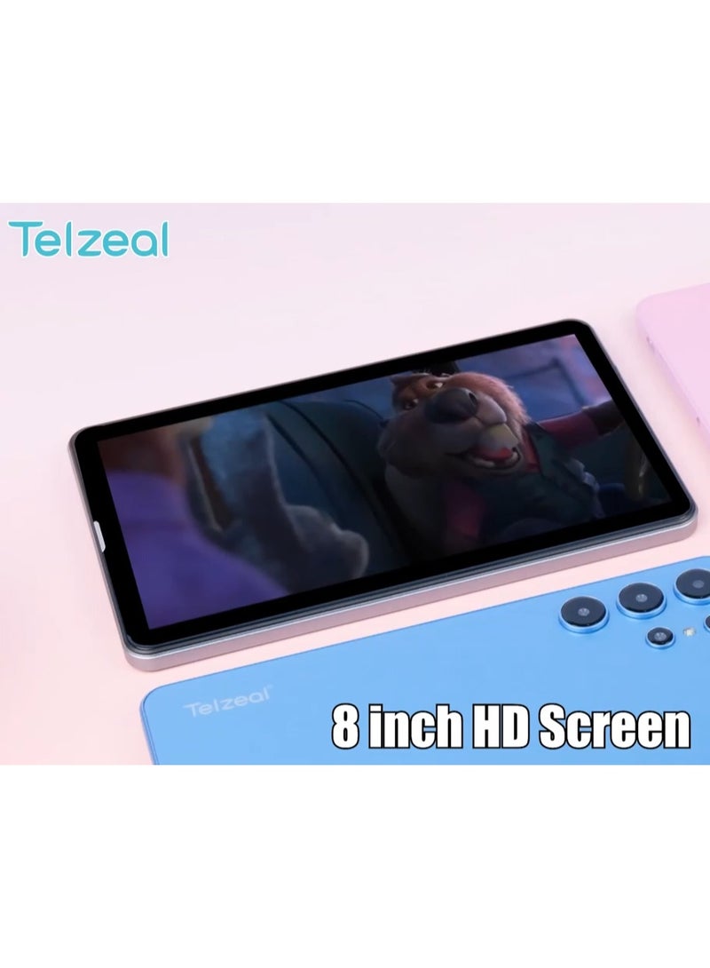 تلزيل جهاز لوحي Telzeal P802 بشاشة 8 بوصة، يعمل بنظام Android 15، ذاكرة وصول عشوائي 8 جيجابايت، ذاكرة تخزين داخلية 512 جيجابايت، كاميرا خلفية 13 ميجابكسل، كاميرا أمامية 5 ميجابكسل، بطارية 5000 مللي أمبير، مع لوحة مفاتيح وفأرة، لون وردي - Image 3