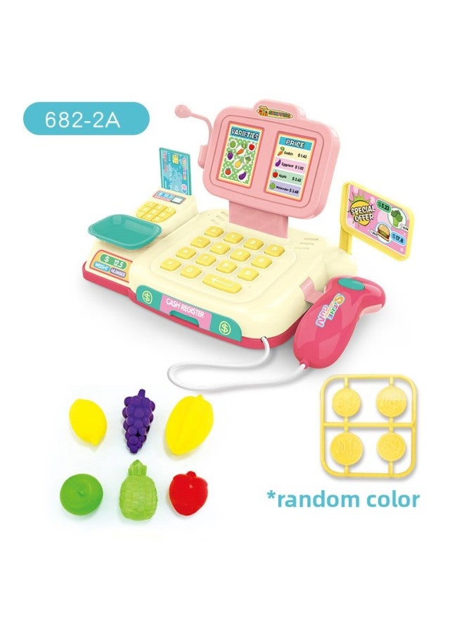 Realistic Cash Register Set 3-5 Years Old Children's Pretend Play Toy Gift Boys Girls Sound Light Cashier Station-Specifications:682-2A Pink (Dual Screen)-Default Generator Box - Image 1