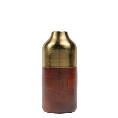 The Artage Premium Bordeaux Gold Decorative Flower Vase|Elegant Wood & Metal Flower Pot for Home Décor, Living Room, Bedroom Centerpiece & OfficelGift for Weddings, Housewarming & Festive Decoration - Image 3