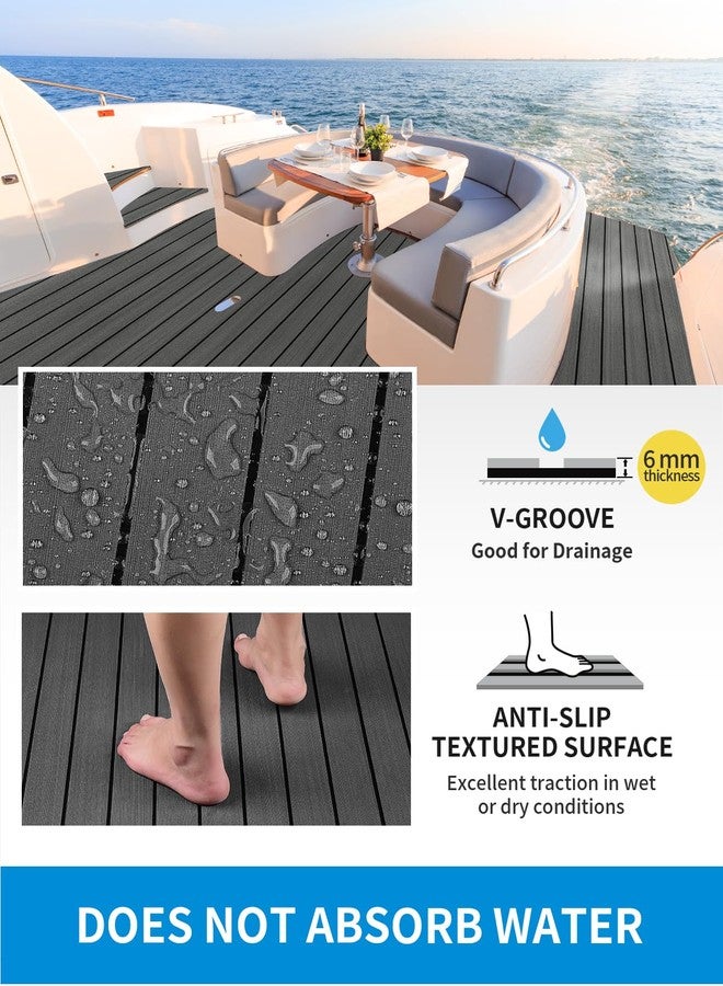 OCEANBROAD Boat Flooring EVA Foam Self-Adhesive 48''x16.8'' Faux Teak Marine Boat Decking Sheet for Jon Boats Yacht Floor, Dark Gray with Black Seam Lines - Image 4
