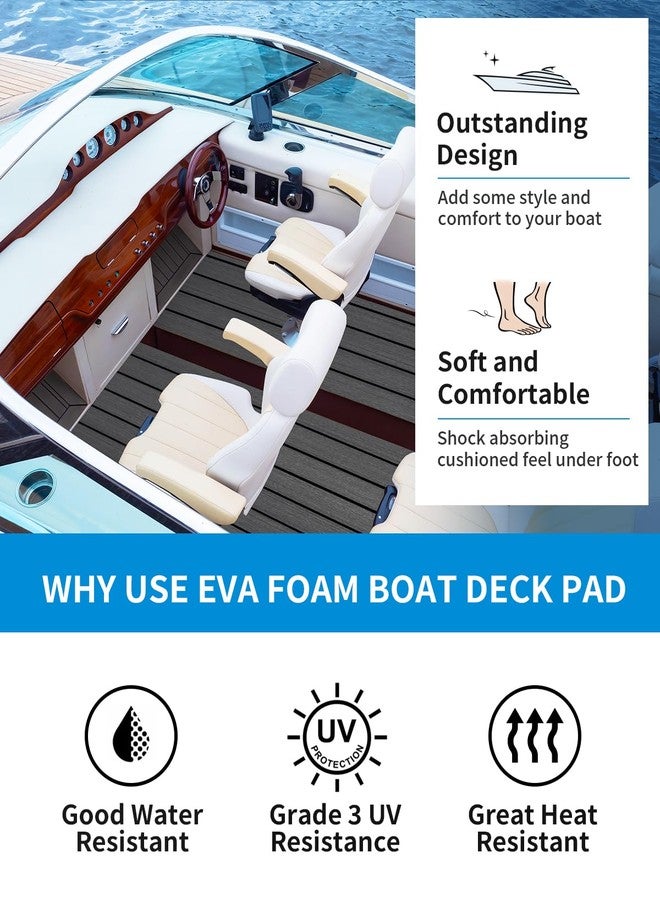 OCEANBROAD Boat Flooring EVA Foam Self-Adhesive 48''x16.8'' Faux Teak Marine Boat Decking Sheet for Jon Boats Yacht Floor, Dark Gray with Black Seam Lines - Image 5