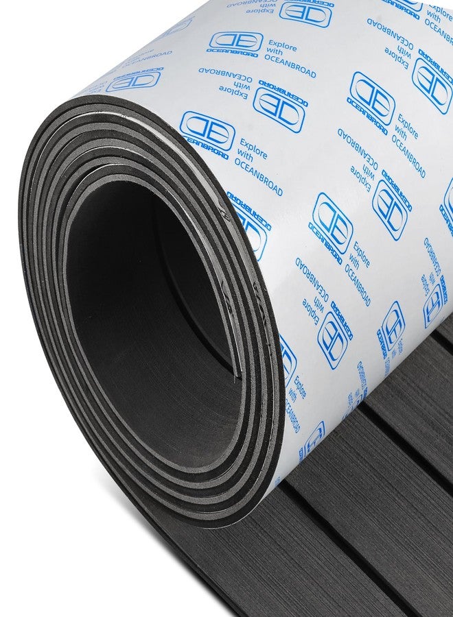 OCEANBROAD Boat Flooring EVA Foam Self-Adhesive 48''x16.8'' Faux Teak Marine Boat Decking Sheet for Jon Boats Yacht Floor, Dark Gray with Black Seam Lines - Image 1
