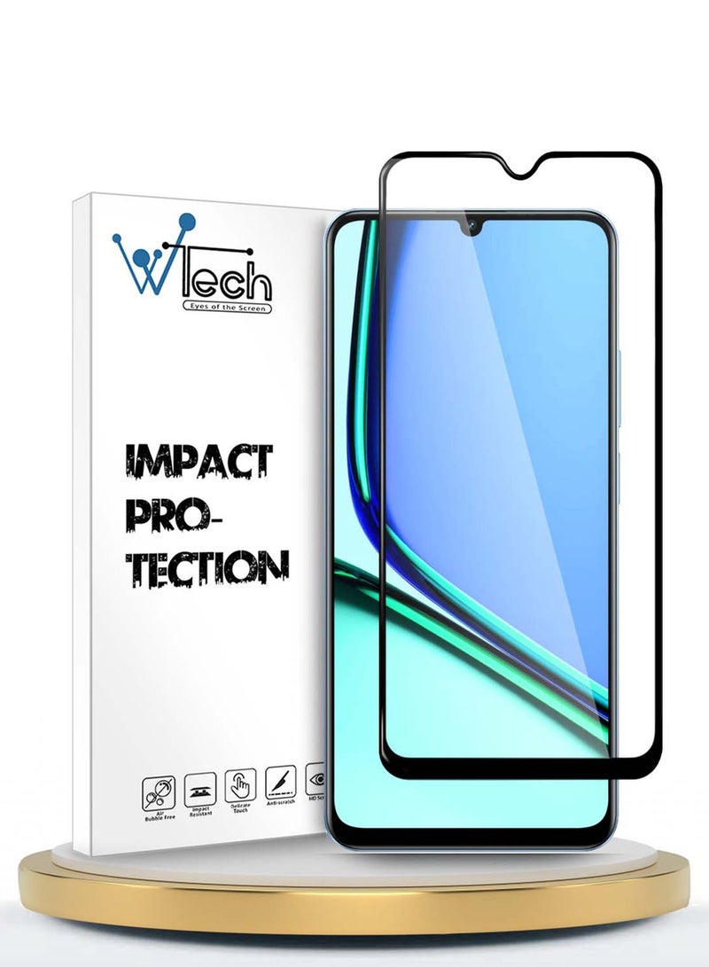 Wtech Realme Note 60 4G 2024 Premium E2E Series Full Glue Full Cover Tempered Glass Screen Protector - Clear/Black - Image 1