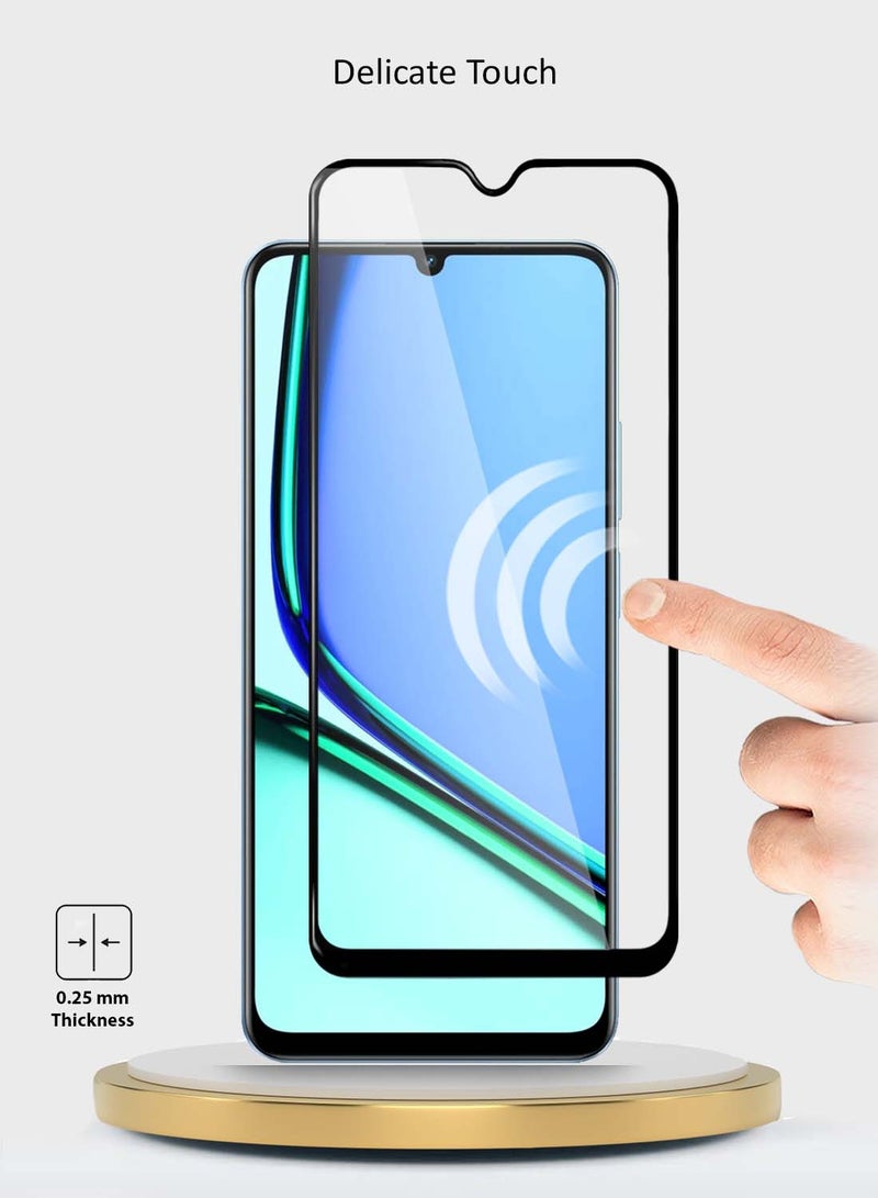 Wtech Realme Note 60 4G 2024 Premium E2E Series Full Glue Full Cover Tempered Glass Screen Protector - Clear/Black - Image 4