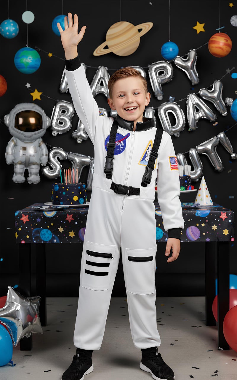 Dormstop Astronaut Costume for Kid Boy NASA Space Jumpsuit Space Outfit Pretend Dress up 3-12Years - Image 4