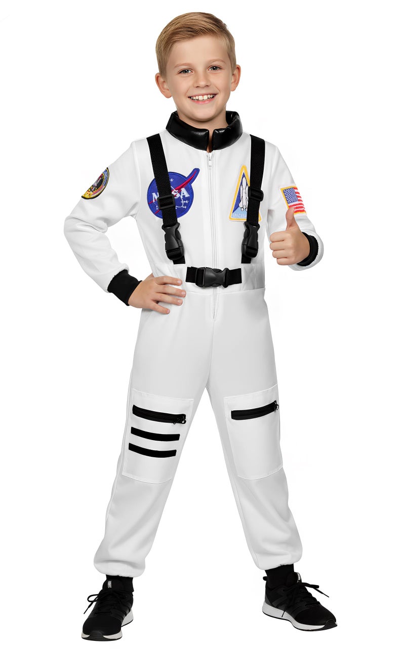Dormstop Astronaut Costume for Kid Boy NASA Space Jumpsuit Space Outfit Pretend Dress up 3-12Years - Image 1