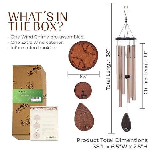 UpBlend Outdoors Wind Chimes for Outside, Gift for Mom, Deep Tone, Sympathy Gifts for Loss of Loved One, Patio Decoration, Memorial Windchimes, 38" Bronze - Image 5