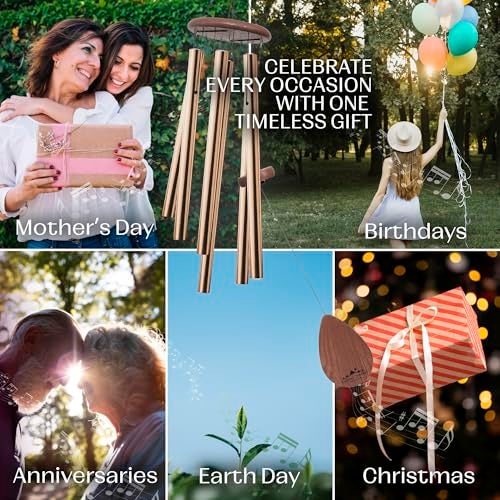 UpBlend Outdoors Wind Chimes for Outside, Gift for Mom, Deep Tone, Sympathy Gifts for Loss of Loved One, Patio Decoration, Memorial Windchimes, 38" Bronze - Image 2