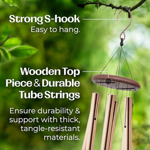 UpBlend Outdoors Wind Chimes for Outside, Gift for Mom, Deep Tone, Sympathy Gifts for Loss of Loved One, Patio Decoration, Memorial Windchimes, 38" Bronze - Image 4