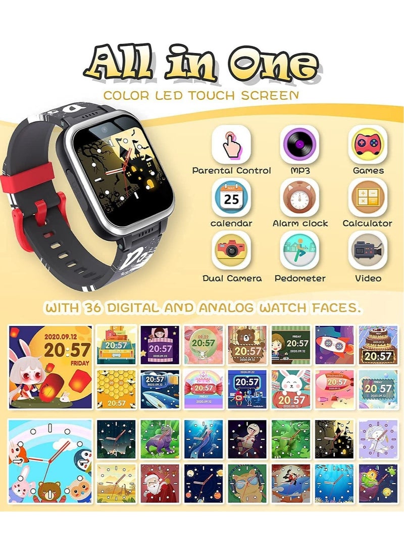 DMG TECH - Kids Smart Watch,Multifunction Rechargeable Touch Screen Toddler Watch,Gaming and Music Player Educational Toys, Birthday Gifts for Girls Boys Ages 6-12(Black) - Image 1