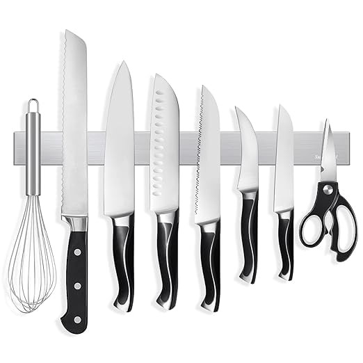 FTE Large 18 inch Strong Grip Stainless Steel Magnetic KnifeTool Holder Strip Heavy Duty Magnet Strip for All purose for Your Kitchen or Store - Image 1