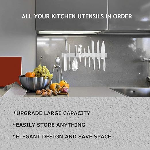 FTE Large 18 inch Strong Grip Stainless Steel Magnetic KnifeTool Holder Strip Heavy Duty Magnet Strip for All purose for Your Kitchen or Store - Image 2