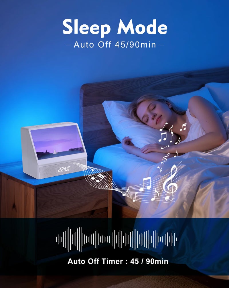 Maliansun Sunrise Alarm Clock with Sound Machine, Sunlight Alarm Clock with 10 Scene Simulations for Sleep, 12 White Noise Sound Machine with Bluetooth Speaker - Image 3
