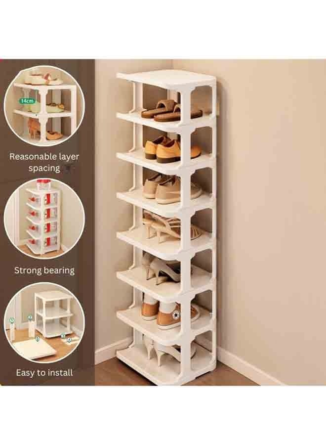 بلومنغ تايم رف أحذية بلاستيكي متعدد الوظائف ، رف أحذية قائم من 9 طبقات ، تخزين قابل للتكديس ، رف أحذية بلاستيكي منزلي ، رف تشطيب بلاستيكي ، يحتاج إلى تجميع ، أبيض - Image 1