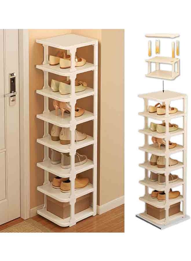 بلومنغ تايم رف أحذية بلاستيكي متعدد الوظائف ، رف أحذية قائم من 9 طبقات ، تخزين قابل للتكديس ، رف أحذية بلاستيكي منزلي ، رف تشطيب بلاستيكي ، يحتاج إلى تجميع ، أبيض - Image 2