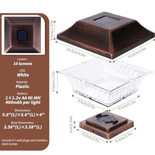 SUNWIND Solar Post Cap Lights Outdoor 4x4 LED Solar Garden Lighting Deck Fence Cap Light Wooden Post Brushed Copper 4 Pack - Image 5