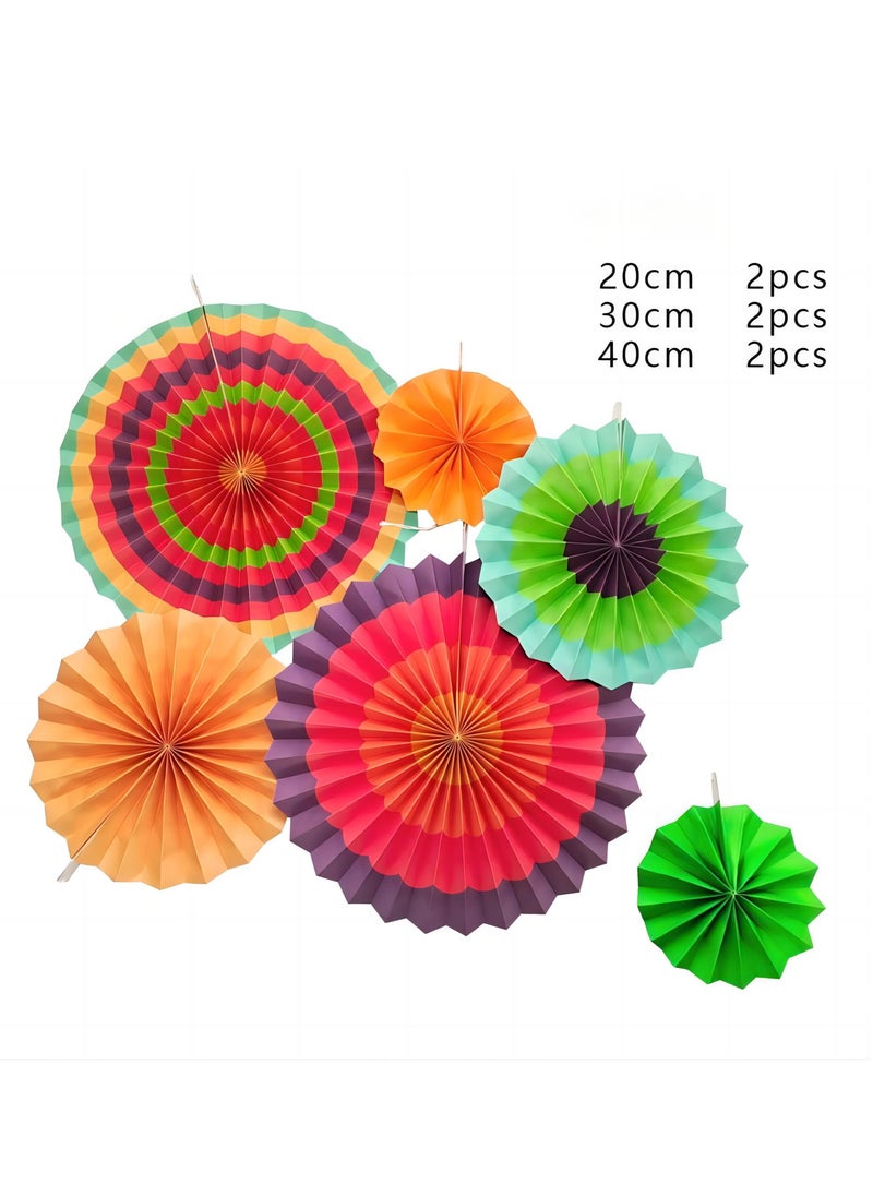 ZVEV 6 PCS Vibrant Summer Shell Paper Fan Decor Set, Party Decorations Festival Accessories for Outdoor Garden Home Décor  - Image 2