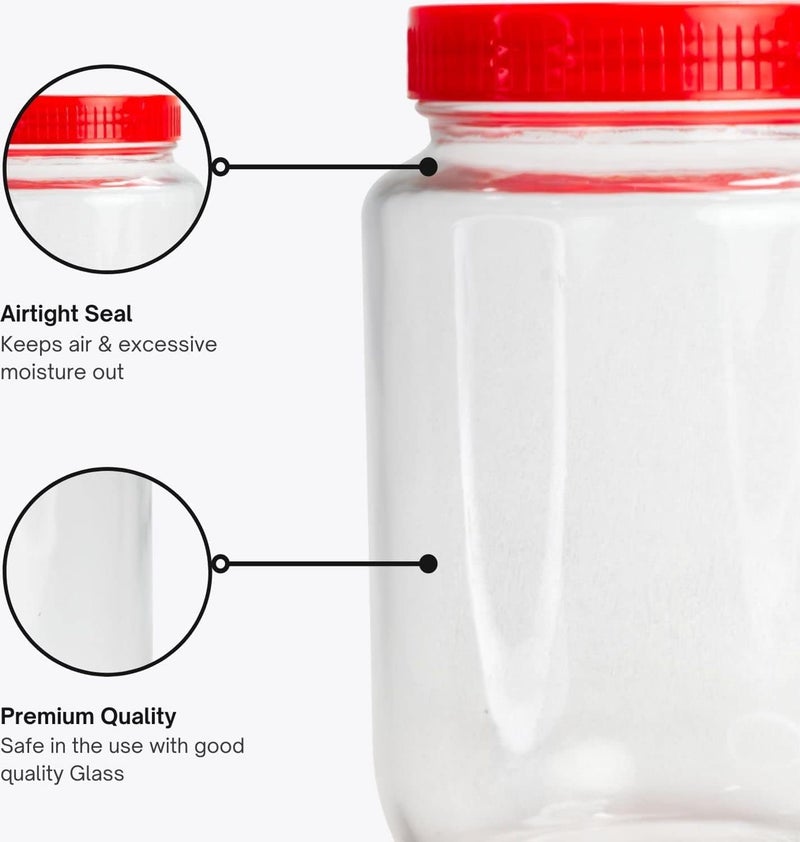 CROCO JAR Croco Glass Round Jar AirTight Jars With Plastic Lid Perfect For Dry Fruits Biscuits Cookies CandyS Spices Flacks Pickles 6 Ltr Pack Of 4 - Image 4