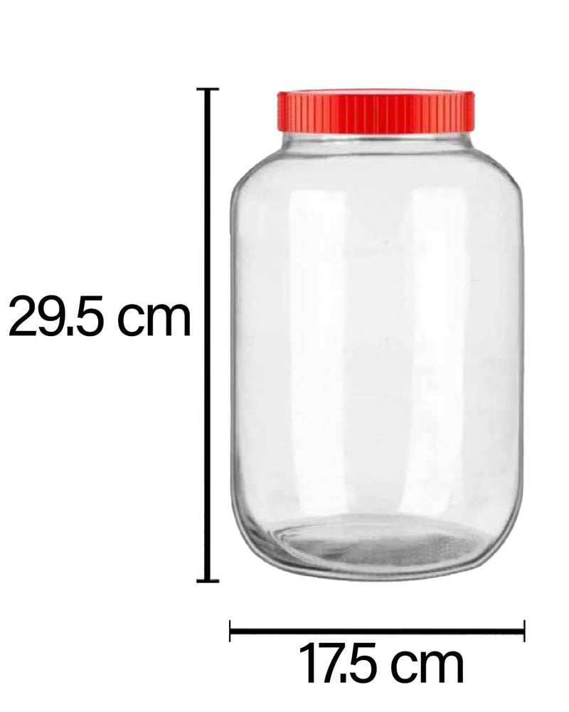 CROCO JAR Croco Glass Round Jar AirTight Jars With Plastic Lid Perfect For Dry Fruits Biscuits Cookies CandyS Spices Flacks Pickles 6 Ltr Pack Of 4 - Image 2